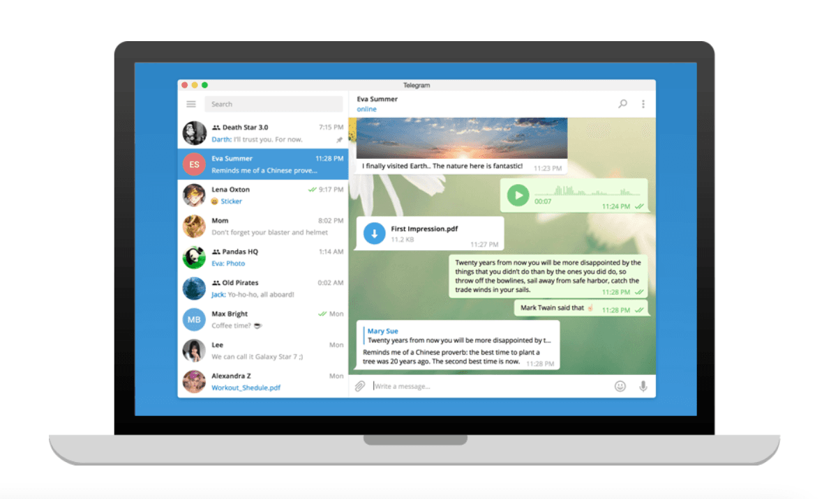 Interface of Telegram