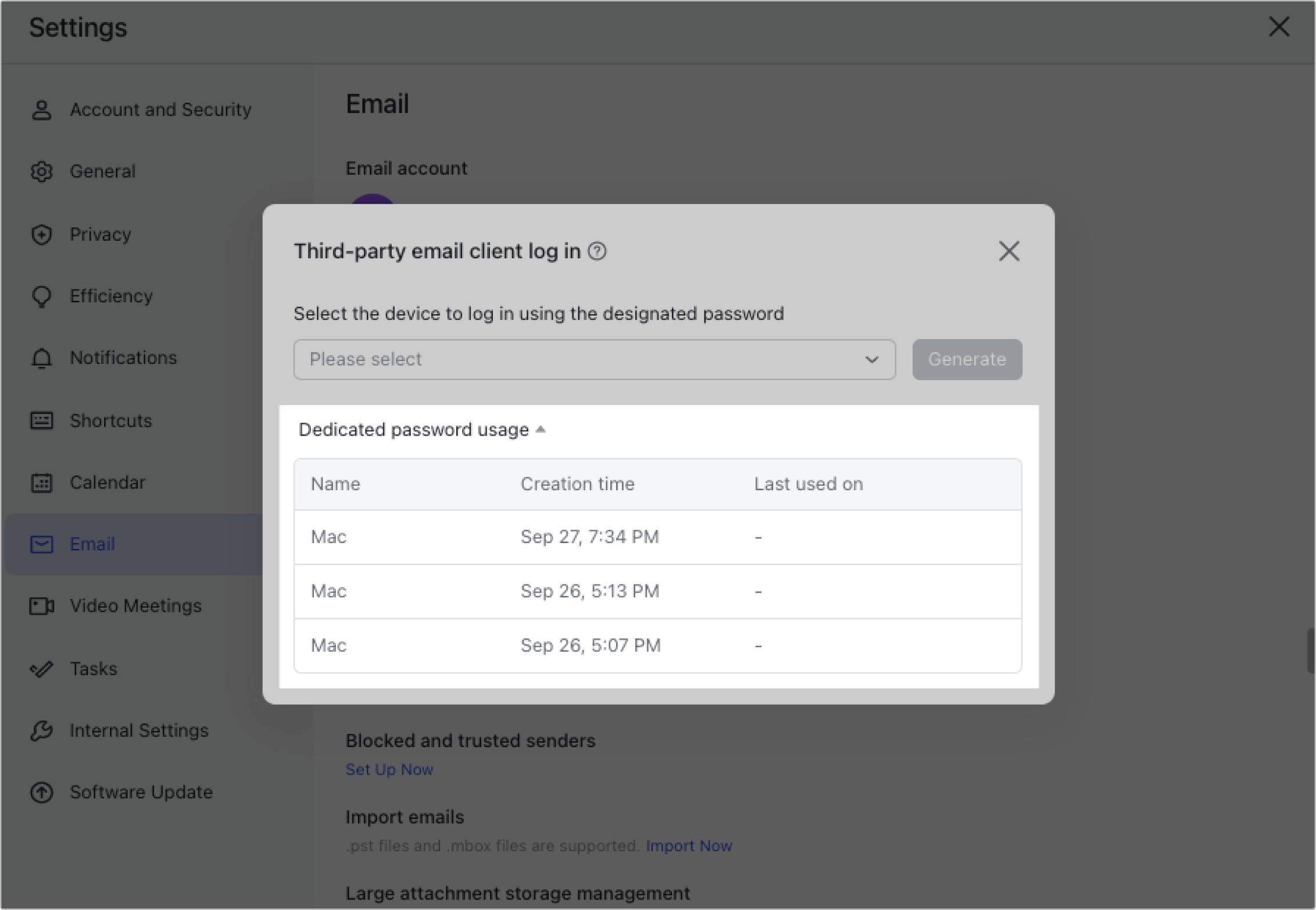 Log in to Lark Mail through a third-party email client