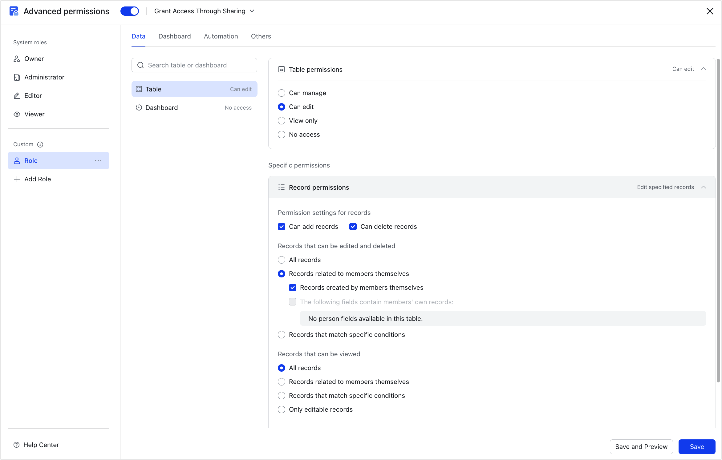 Lark Base advanced permission