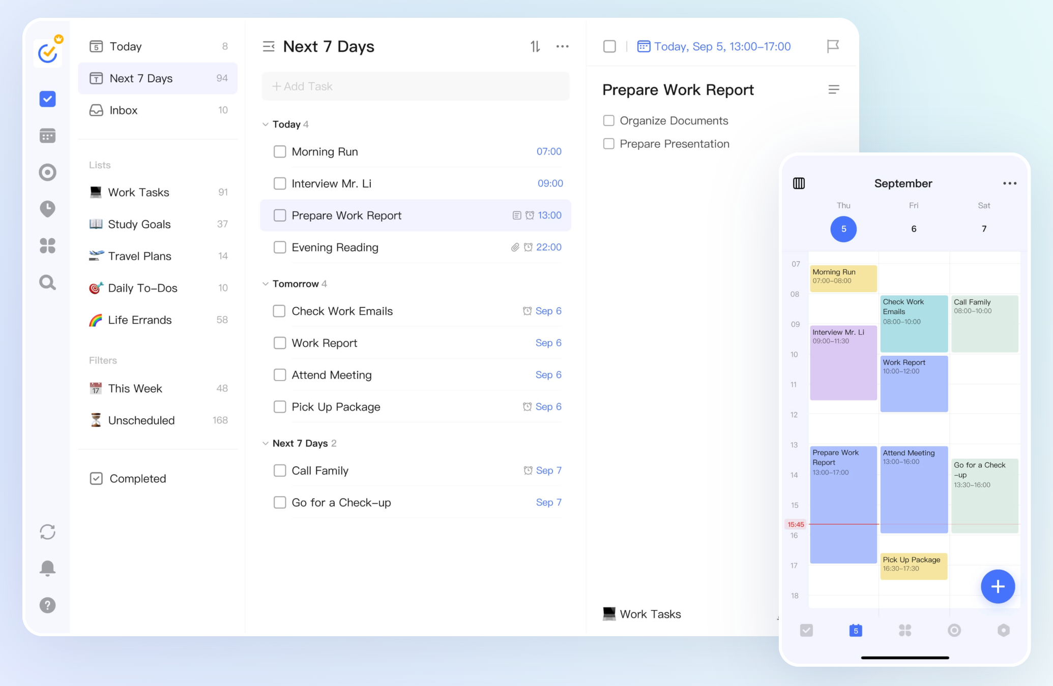 A to-do list in TickTick