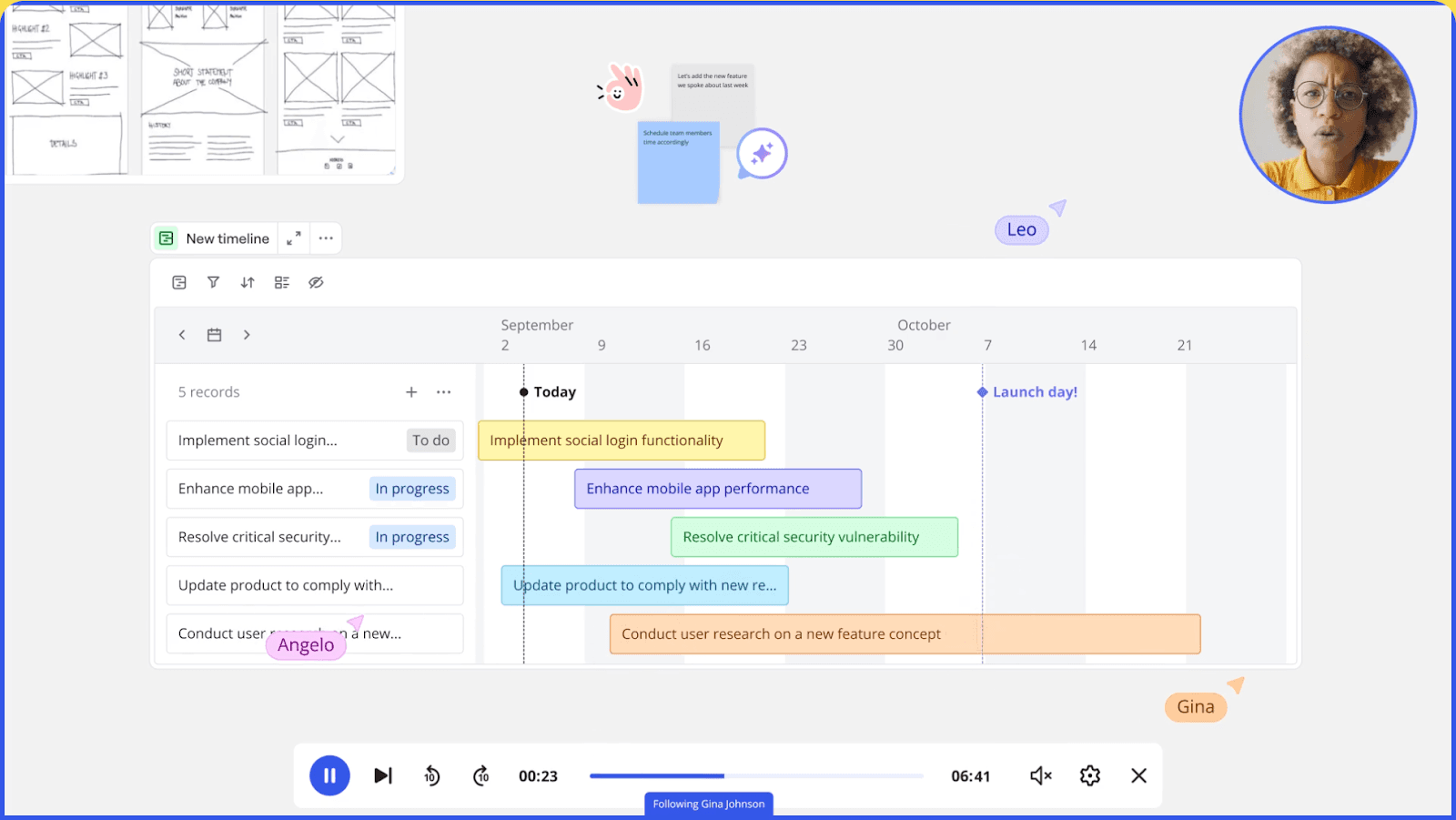 Miro's timeline template for collaborative team planning