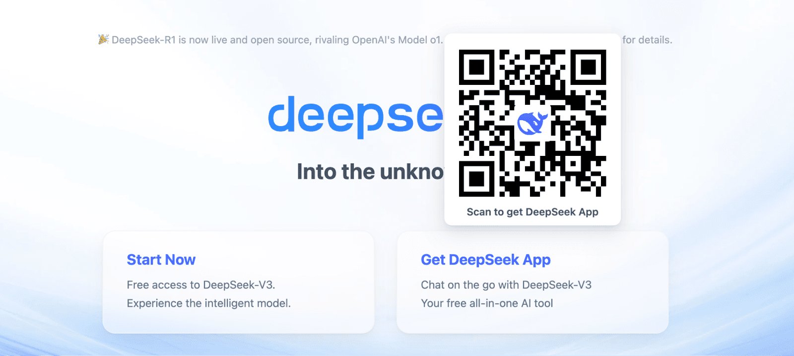 How to use DeepSeek - Scan QR code for downloading the DeepSeek app