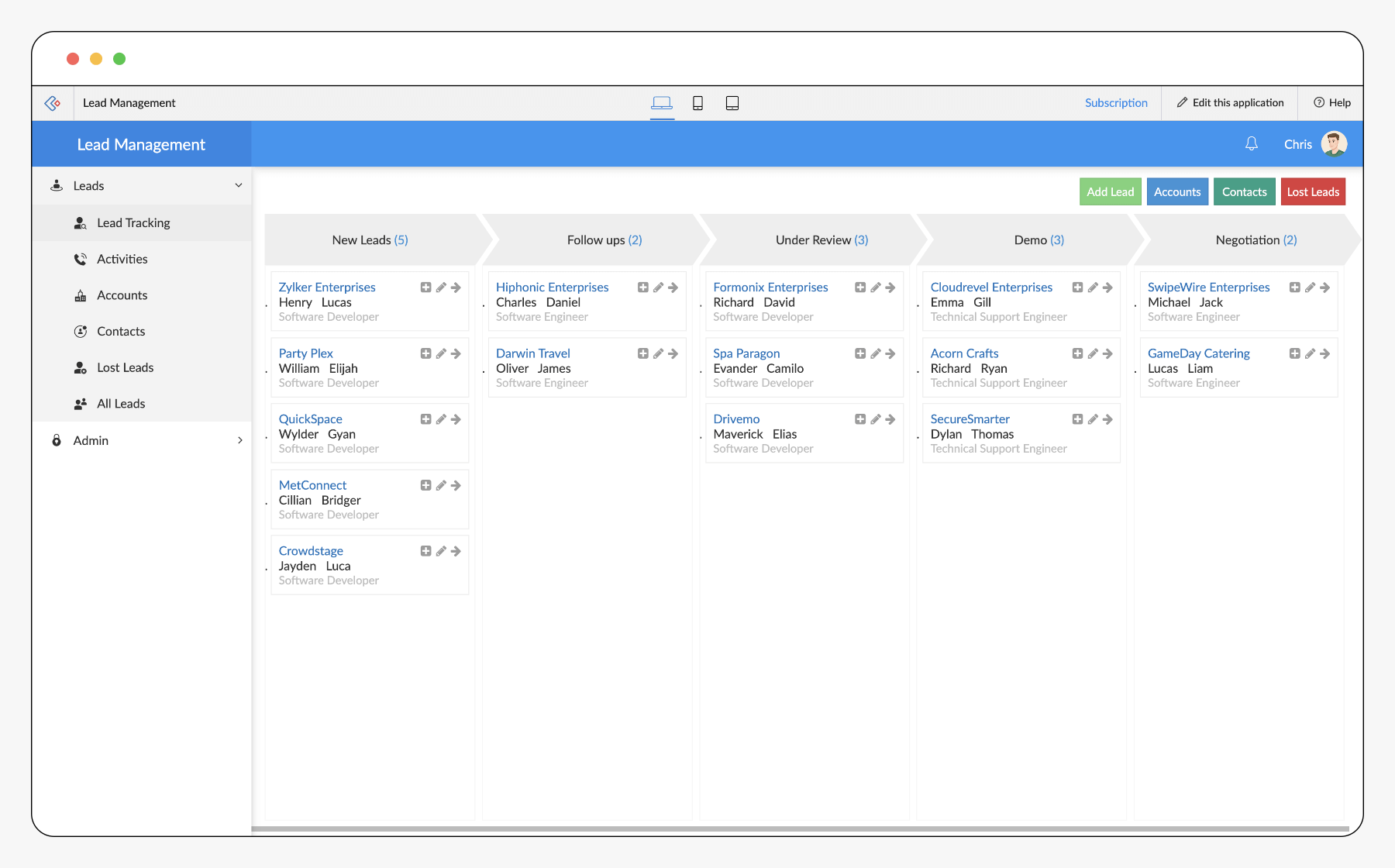 Lead tracking in Zoho