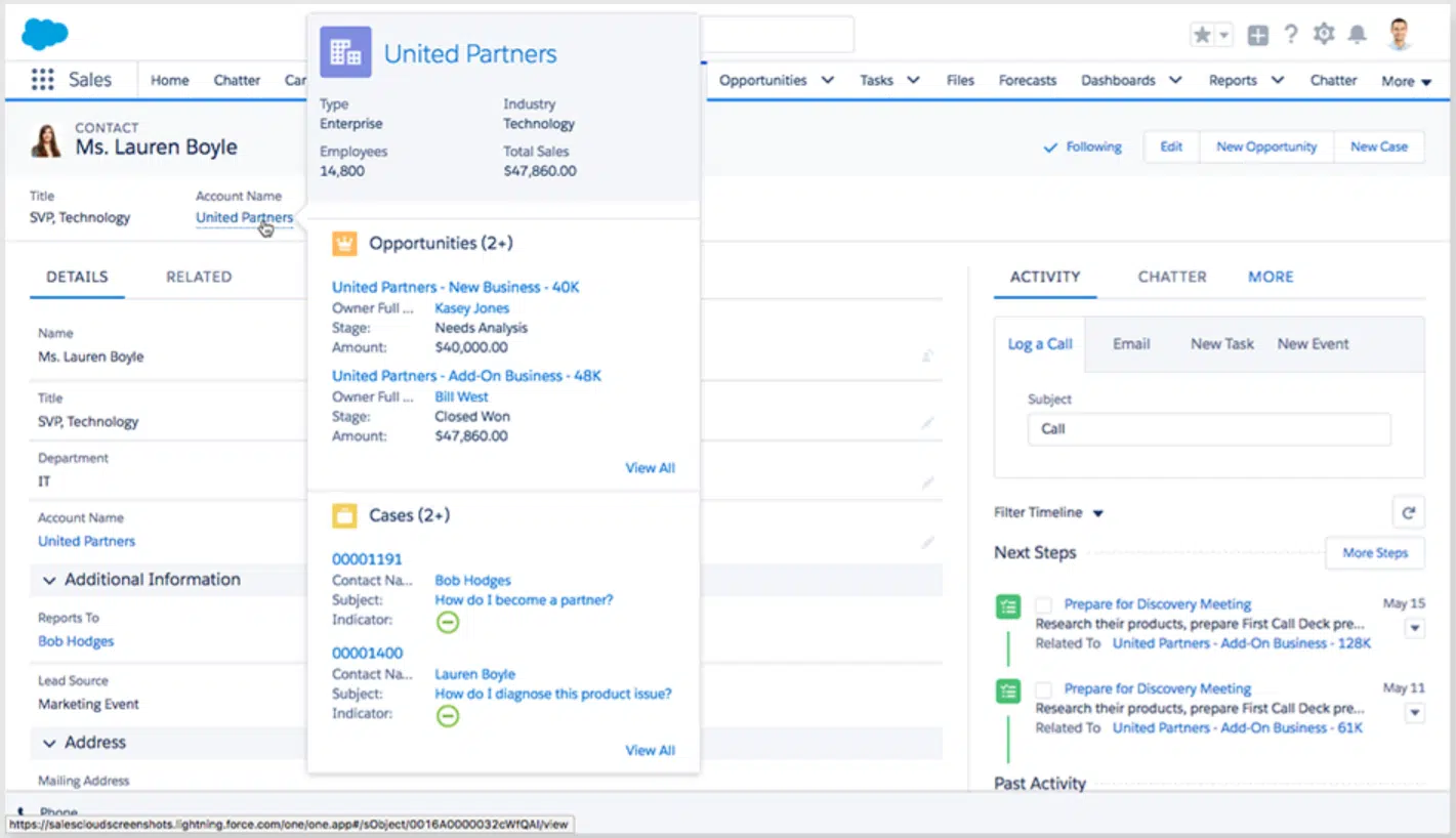 Salesforce's screenshot