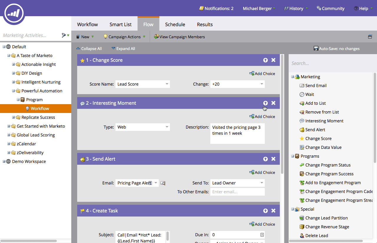 Marketo allows advanced marketing automation