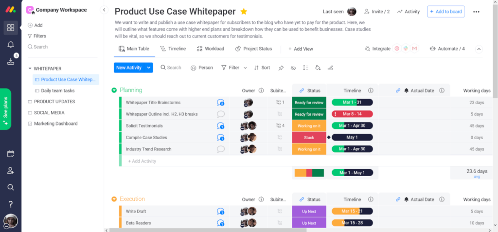 Monday.com is a visual collaboration workspace