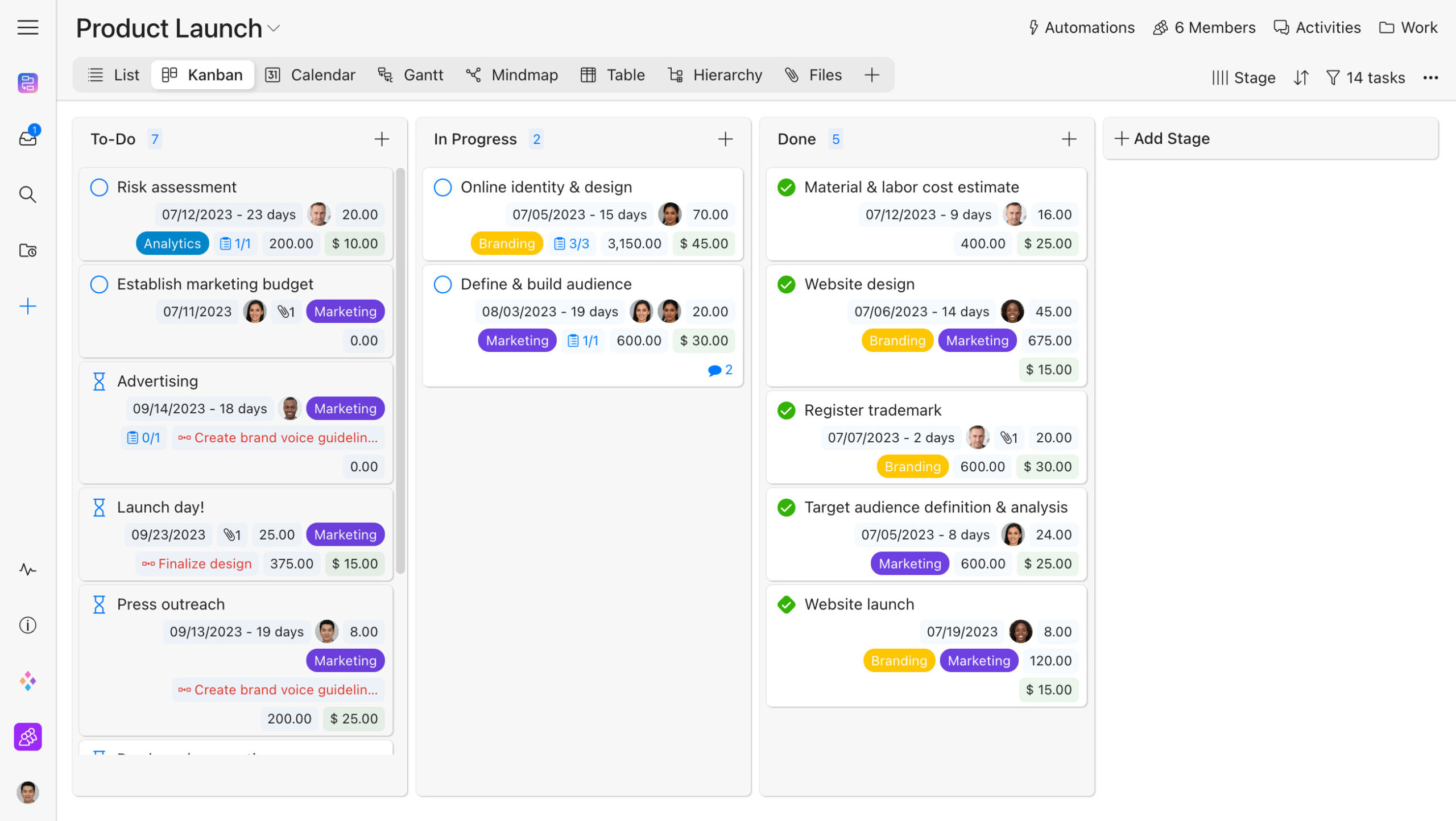 Zenkit dashboard showing Kanban board, calendar view, and task tracking