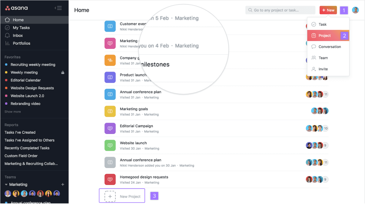 Asana, a PPM tool designed for teams
