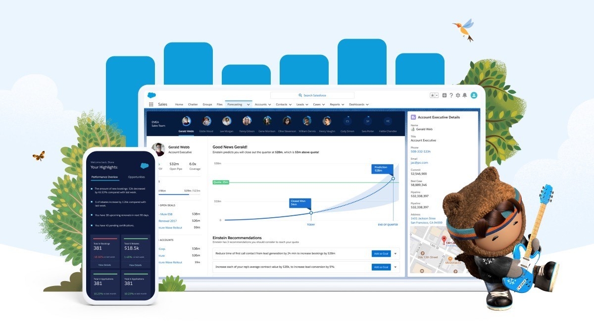 Interface of salesforce for mobile and desktop