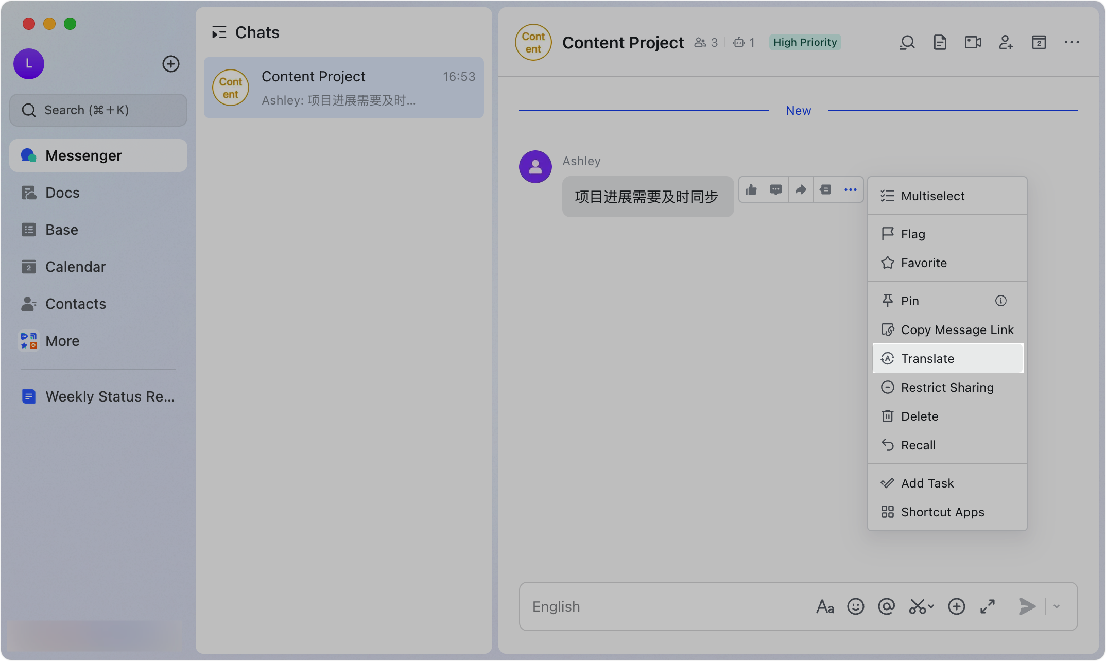 Translate messages