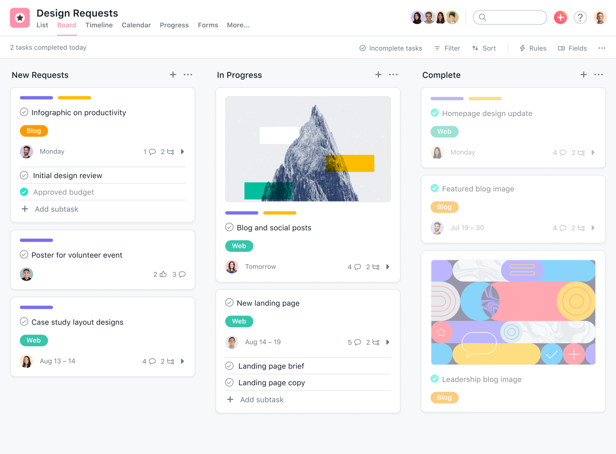 Asana project management space