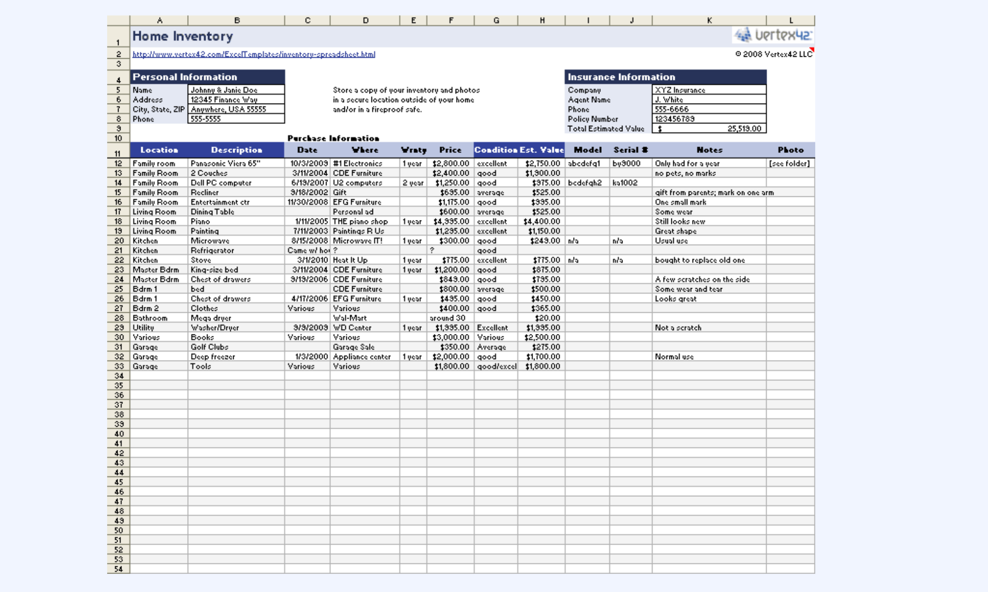 Inventory tracker template