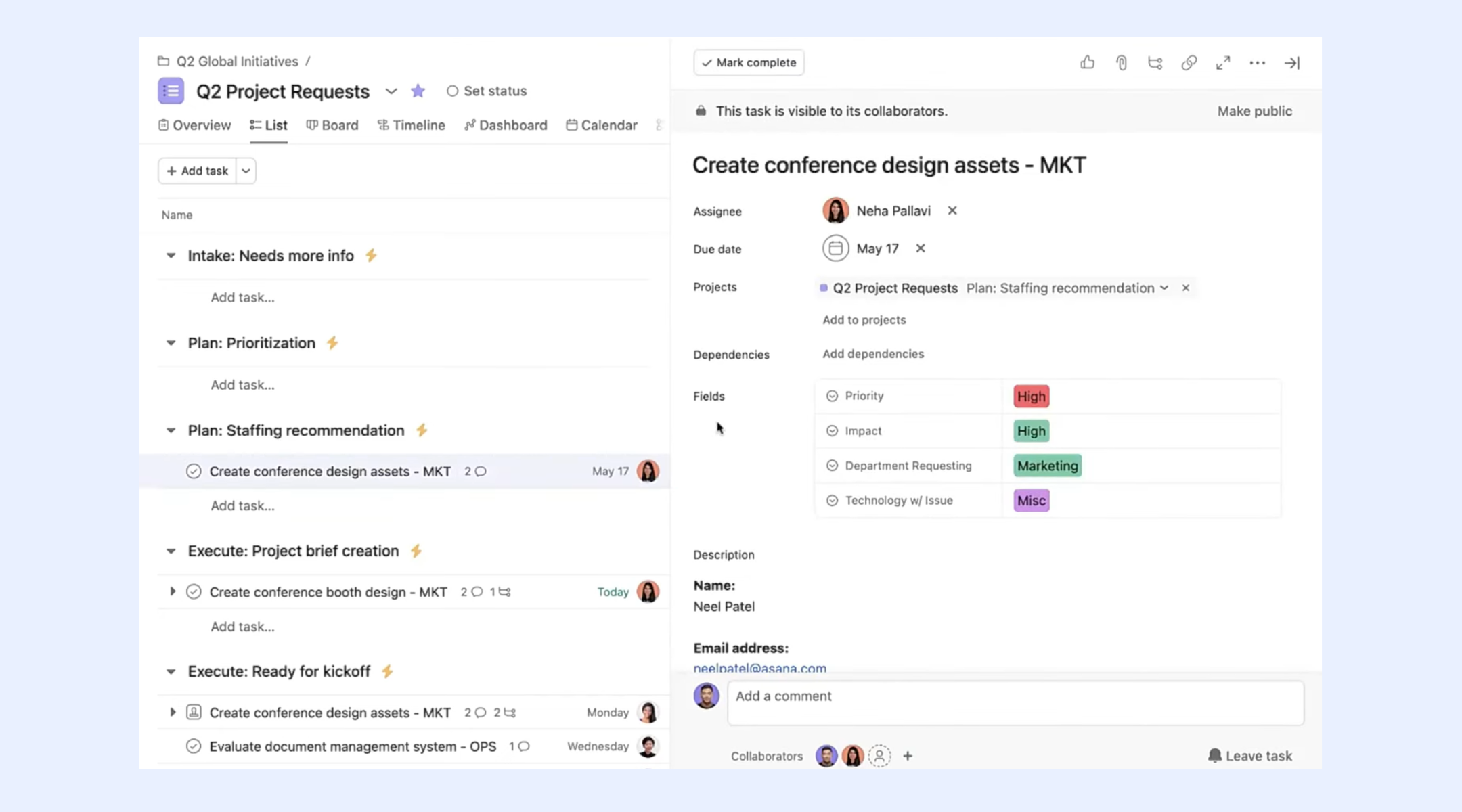 Assign ownership to tasks