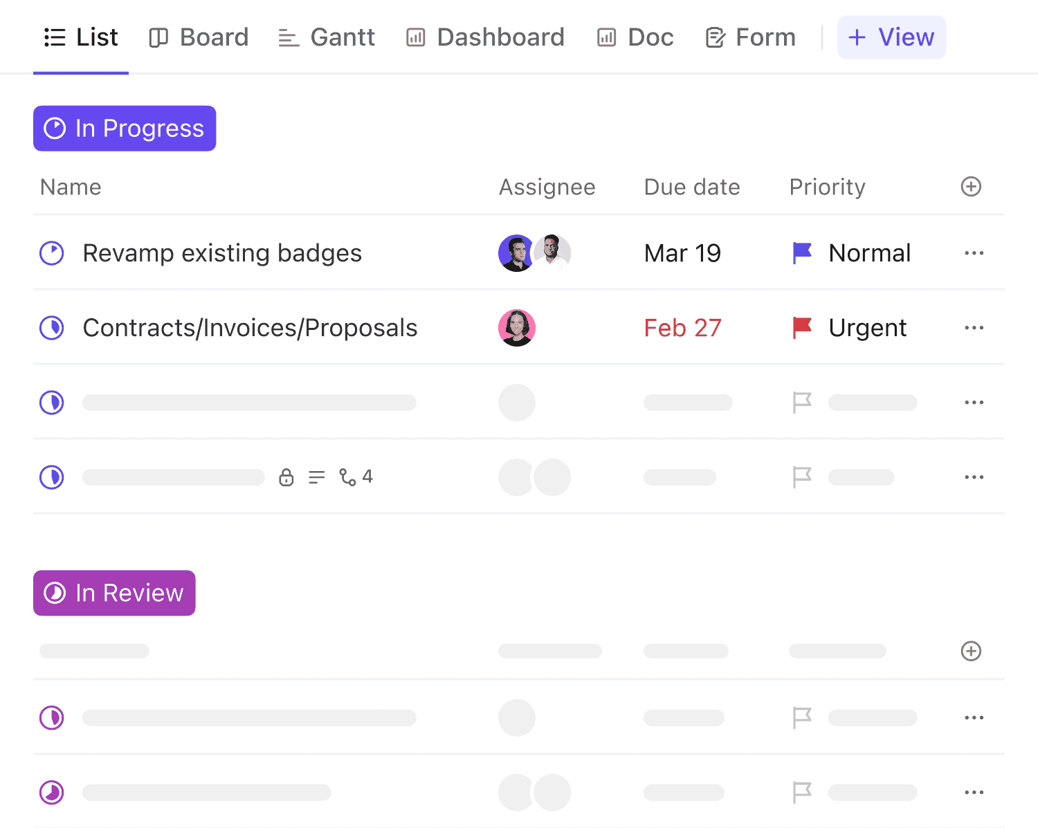 Project management on ClickUp