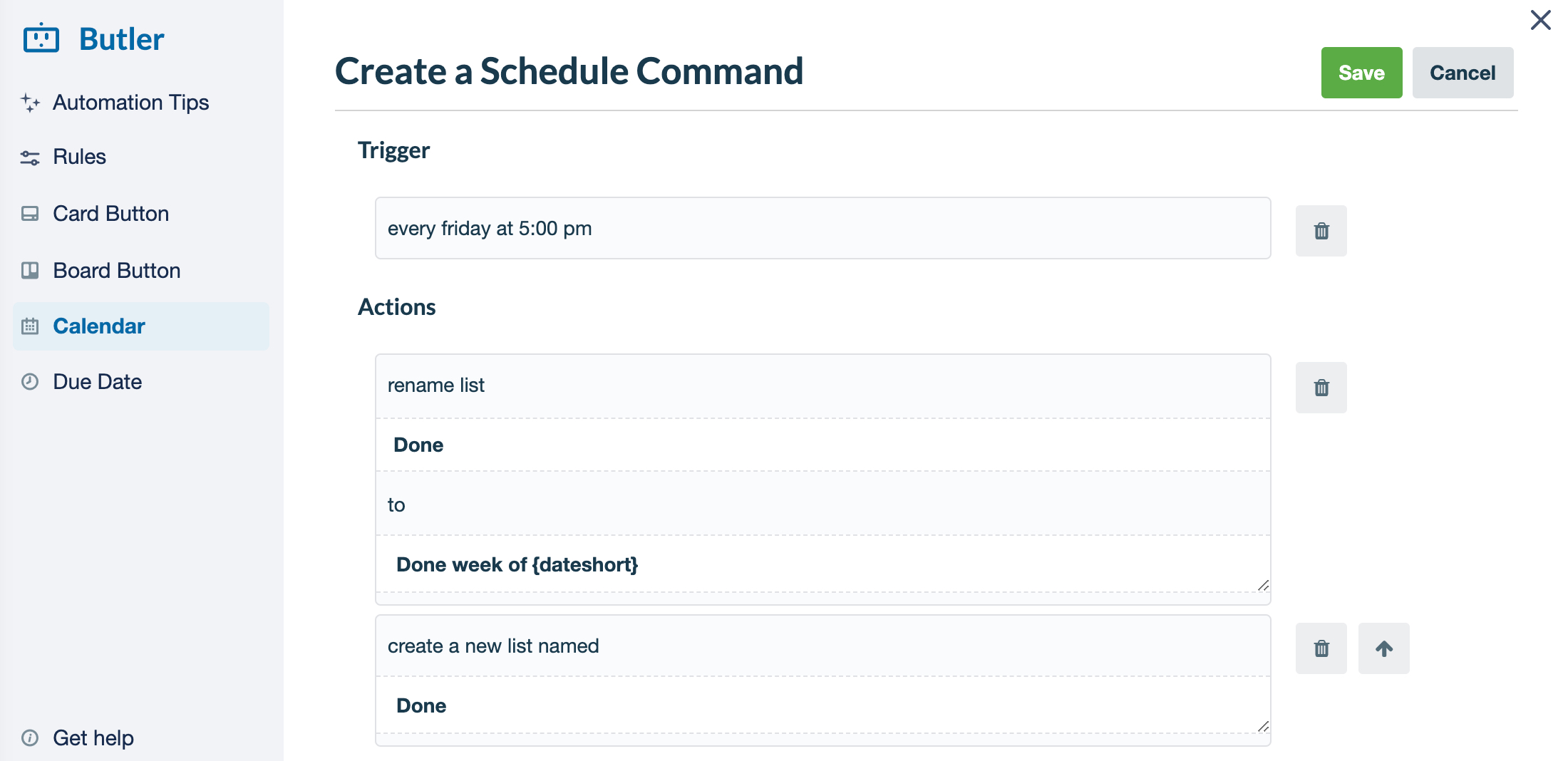 Trello Butler automation