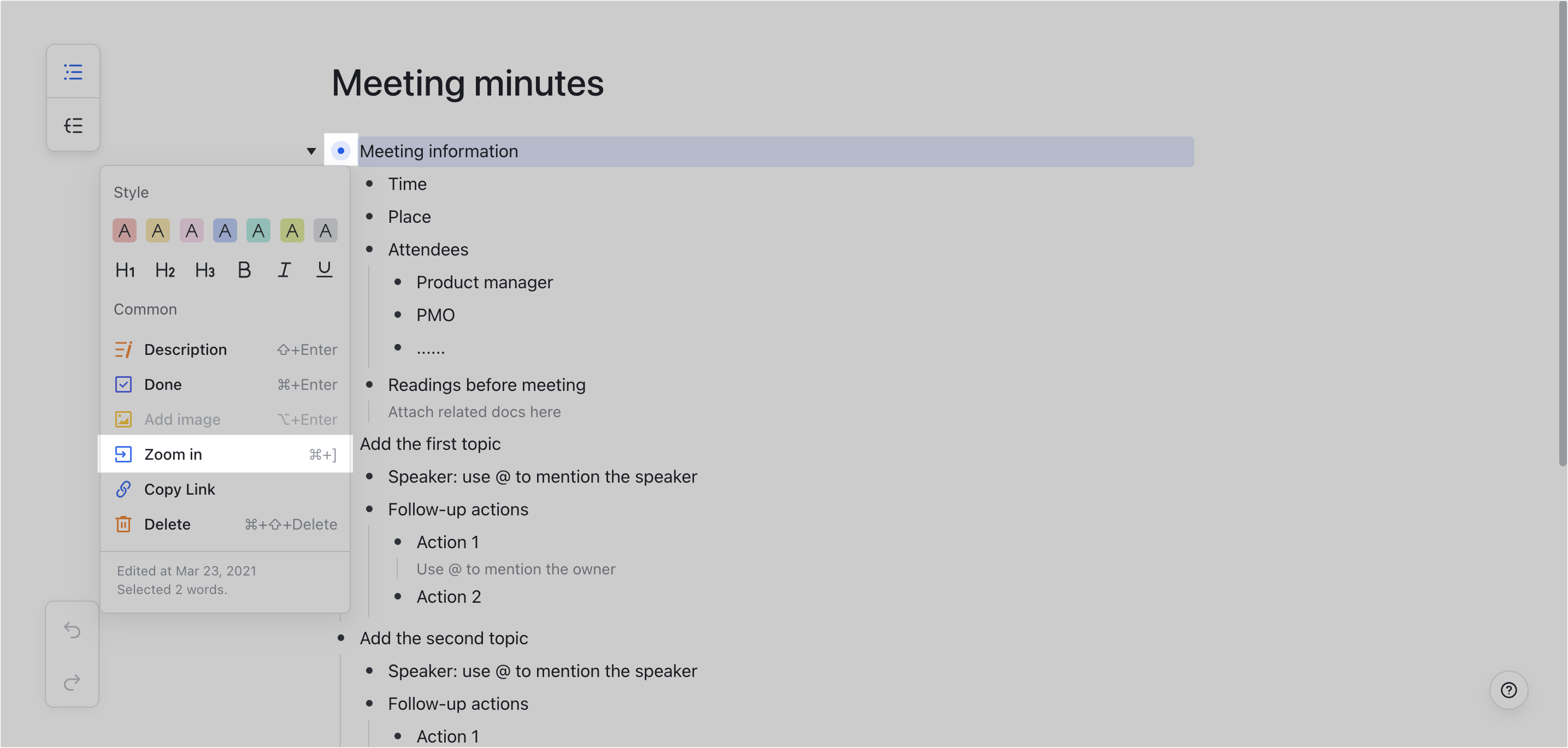 Lark MindNotes: Brainstorming and idea organization