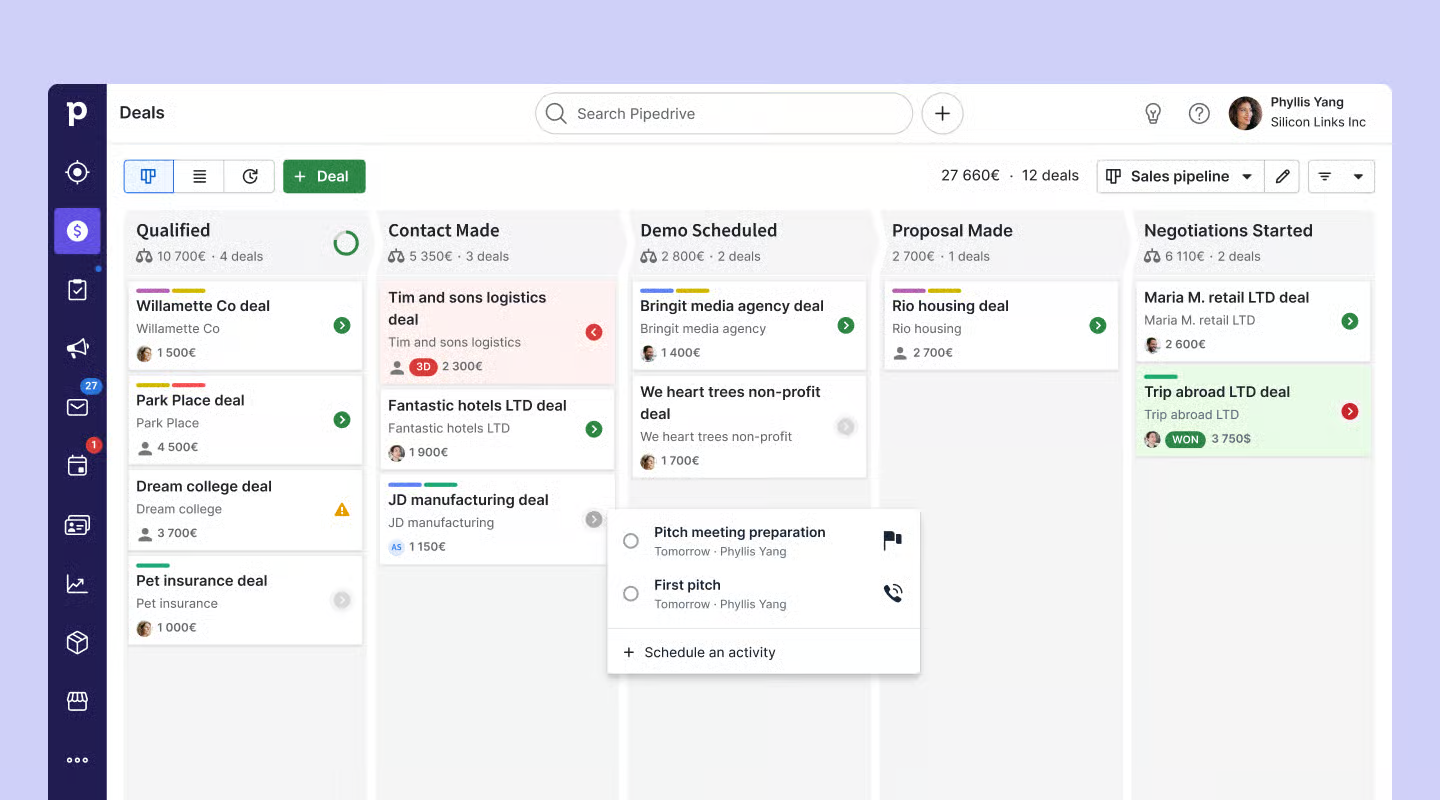 Pipedrive visual pipeline sales CRM