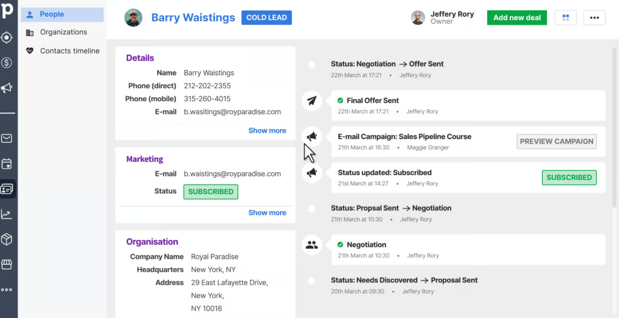 Pipedrive visual CRM for marketing and sales