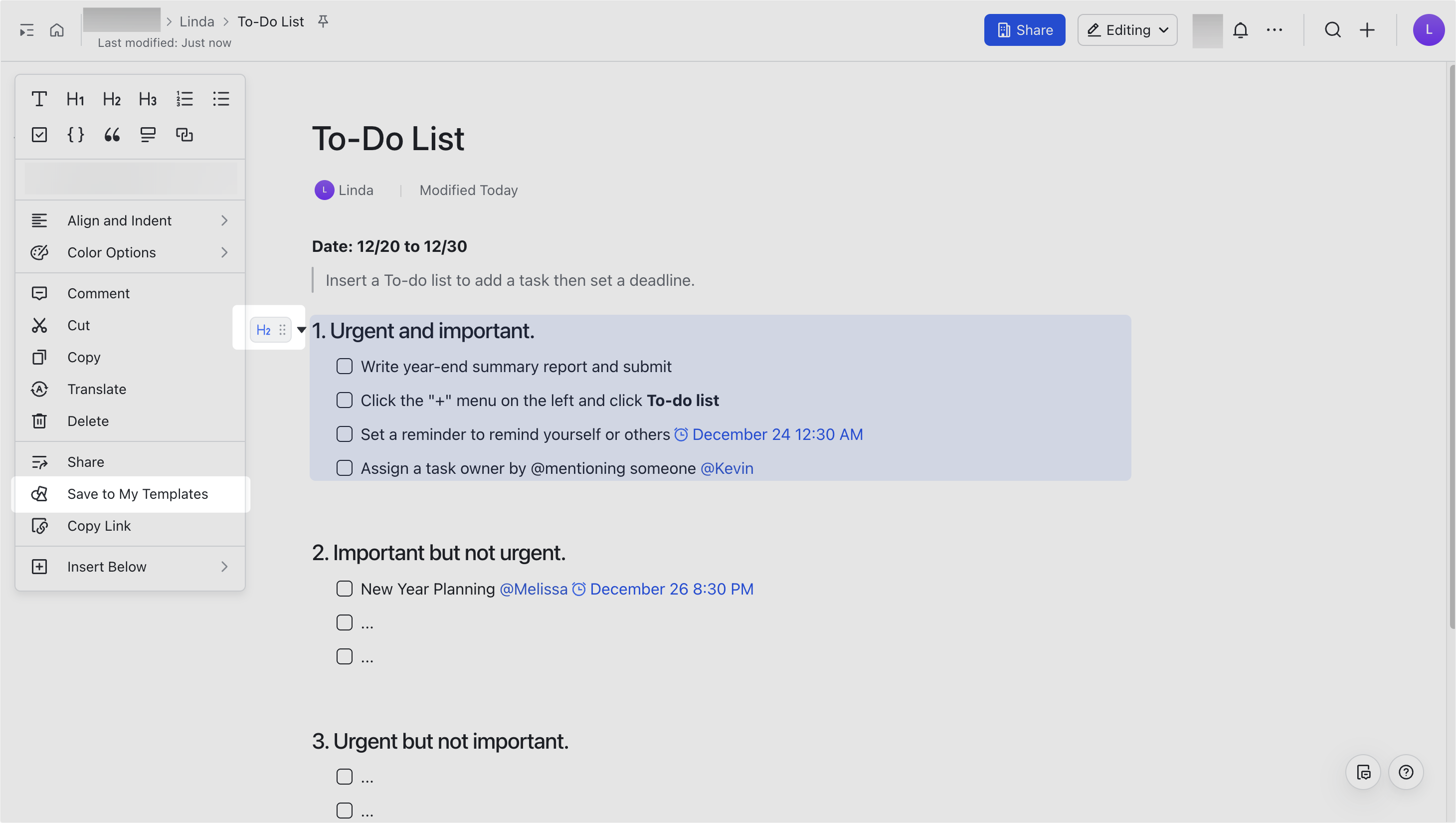 Use block templates in Docs