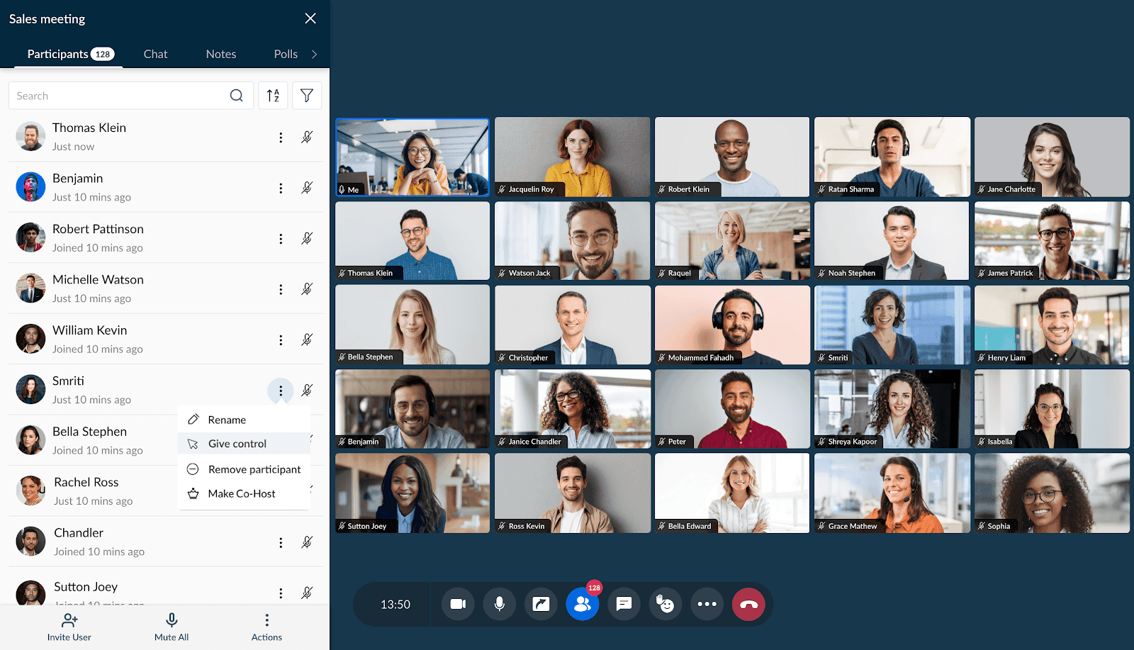 A screenshot of Zoho Meeting 