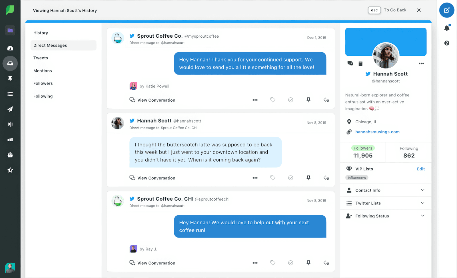 Sprout Social's customer engagement and social messaging interface