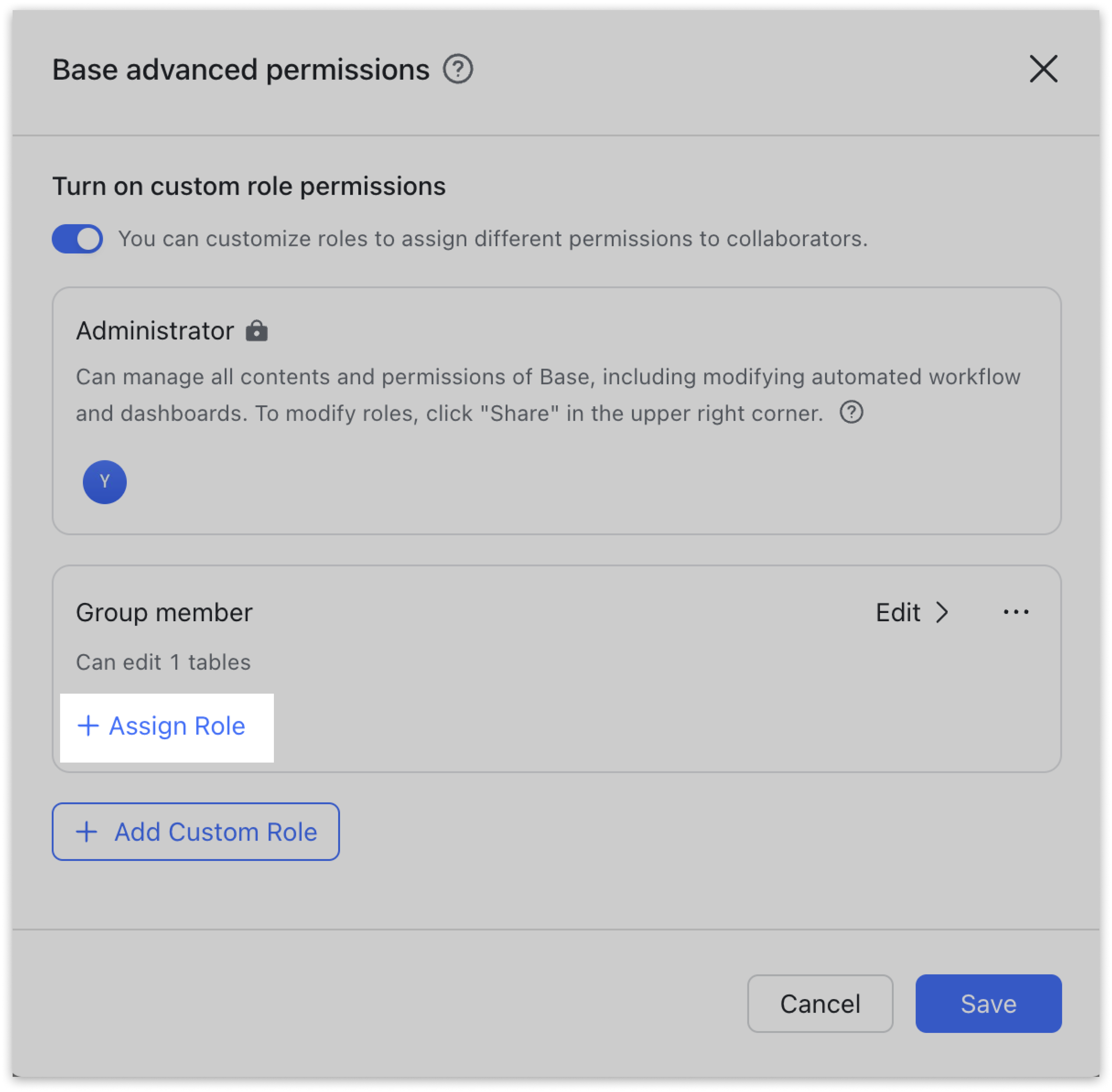 Base use case: Configure different permissions for different roles