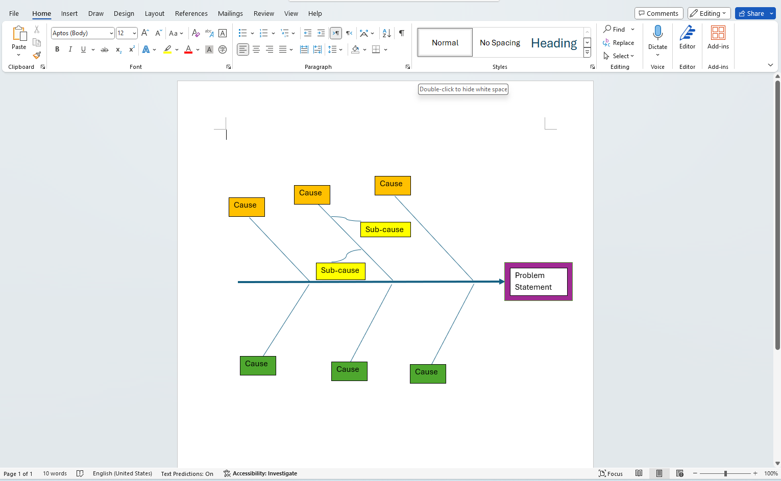 Make a fishbone diagram in Word