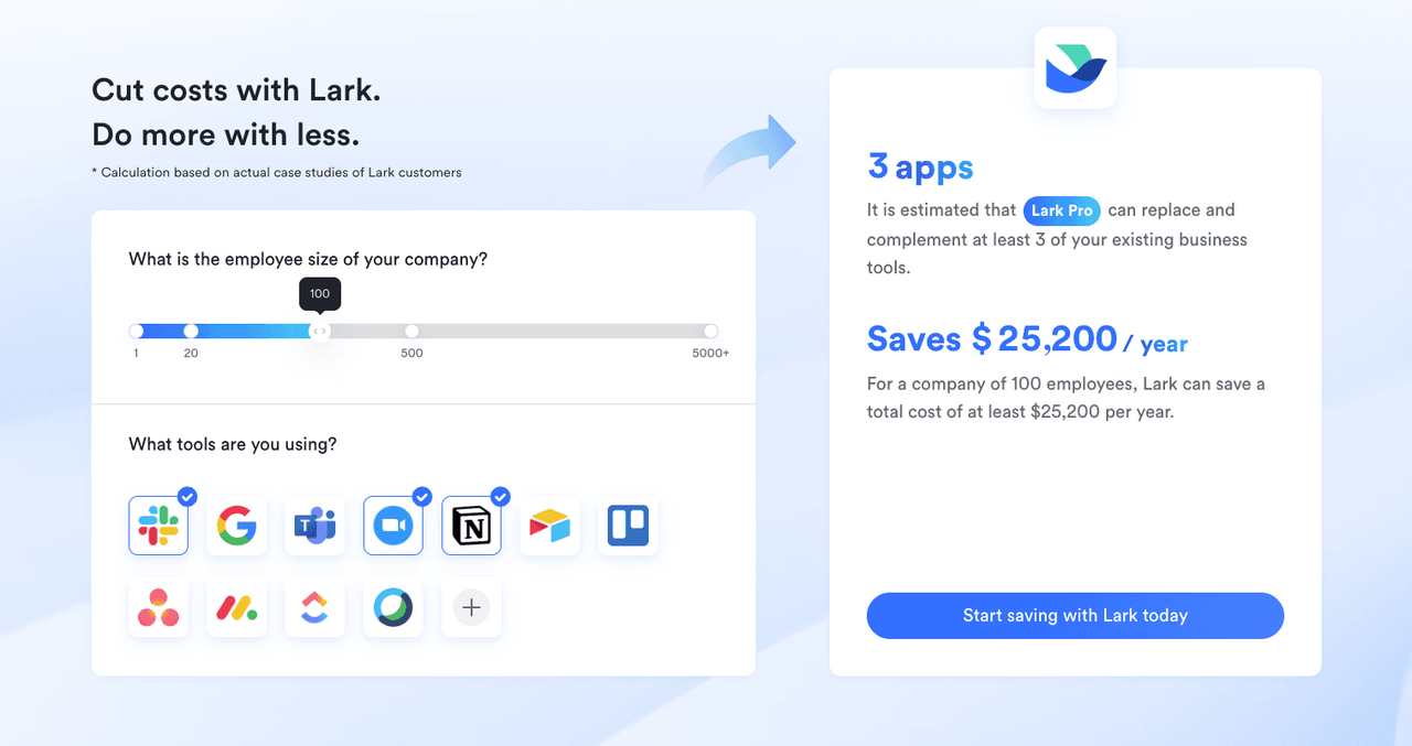 Lark's savings calculator