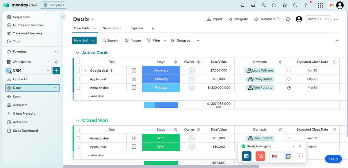 Monday.com board view showing editorial and ad campaign tasks