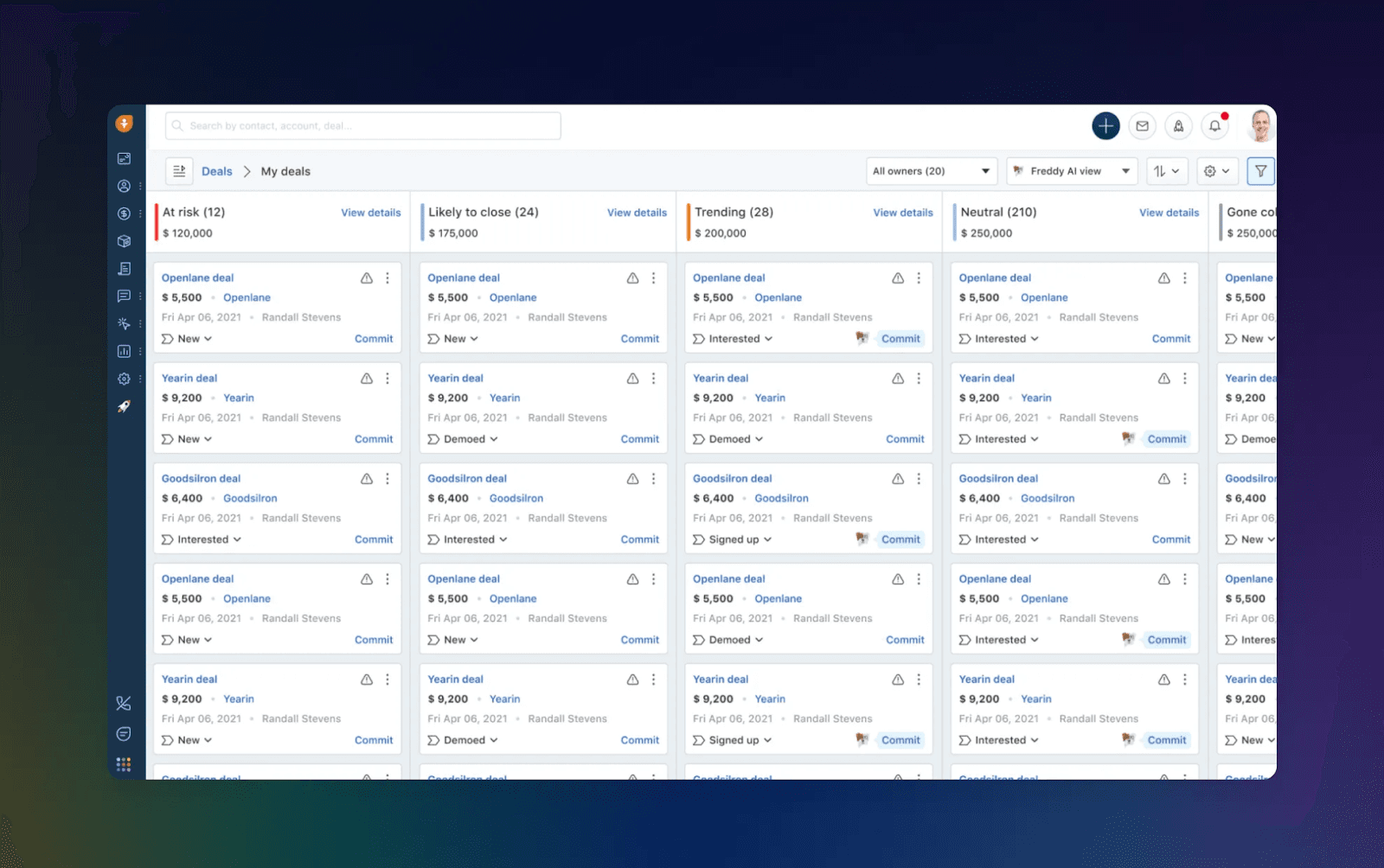 freshsales project management kanban for your sales team
