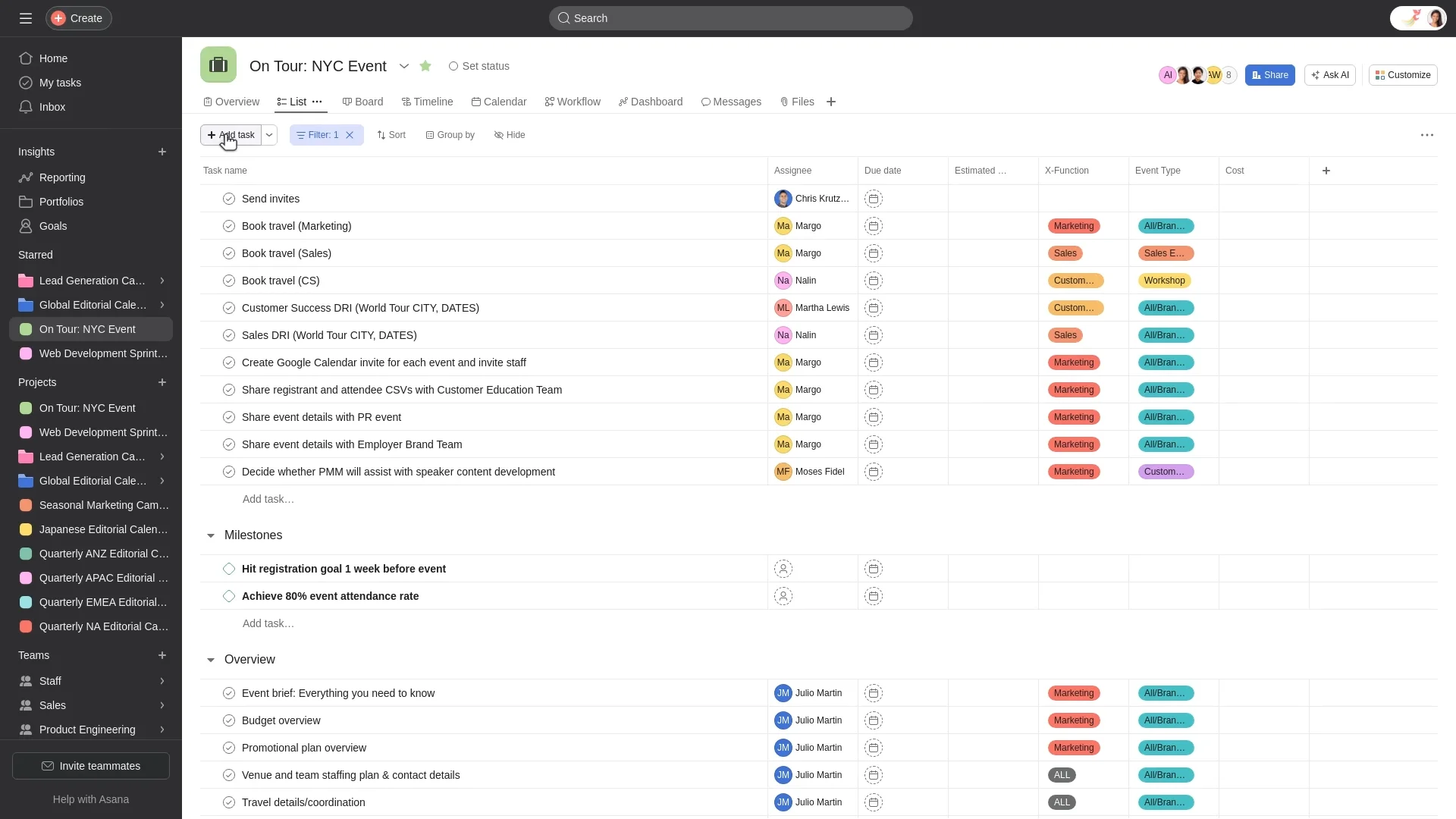 Track tasks with Asana