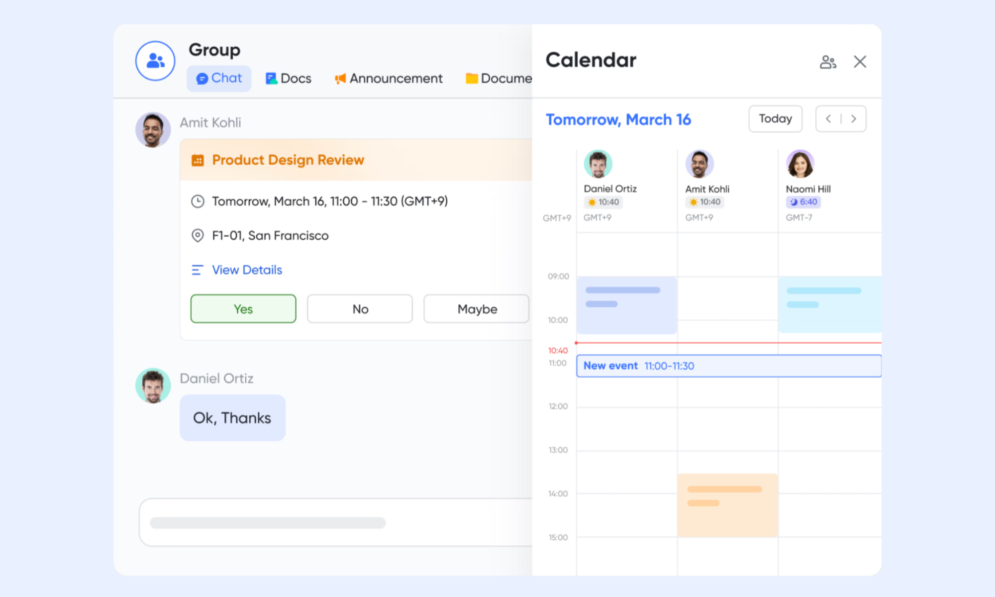 Lark Calendar scheduling: Sharing booking links and setting times