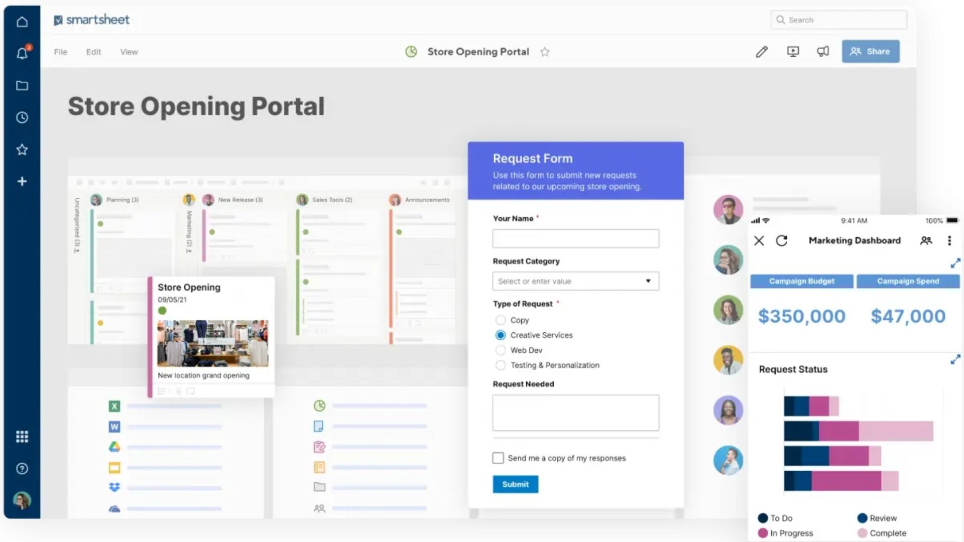 Smartsheet's data-driven project portal and dashboards