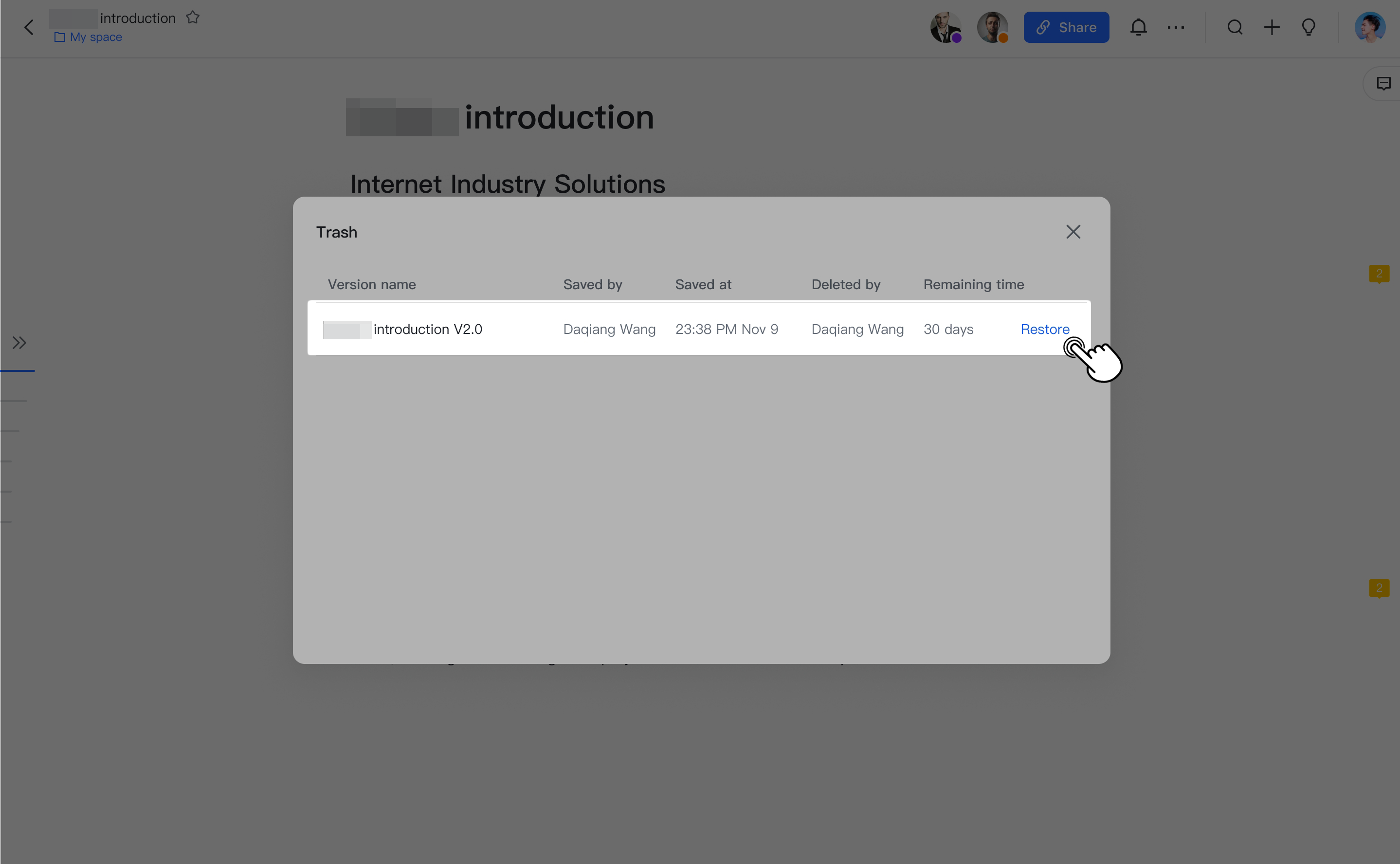 Use version management in Docs
