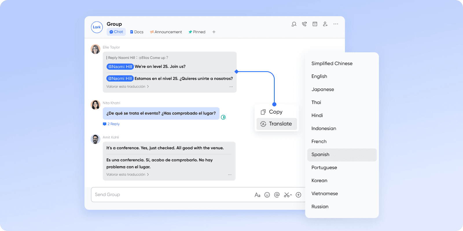 Lark’s integrated communication