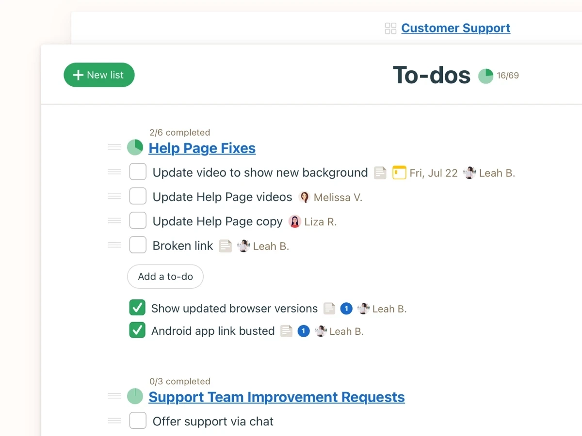 Basecamp's interface for todos