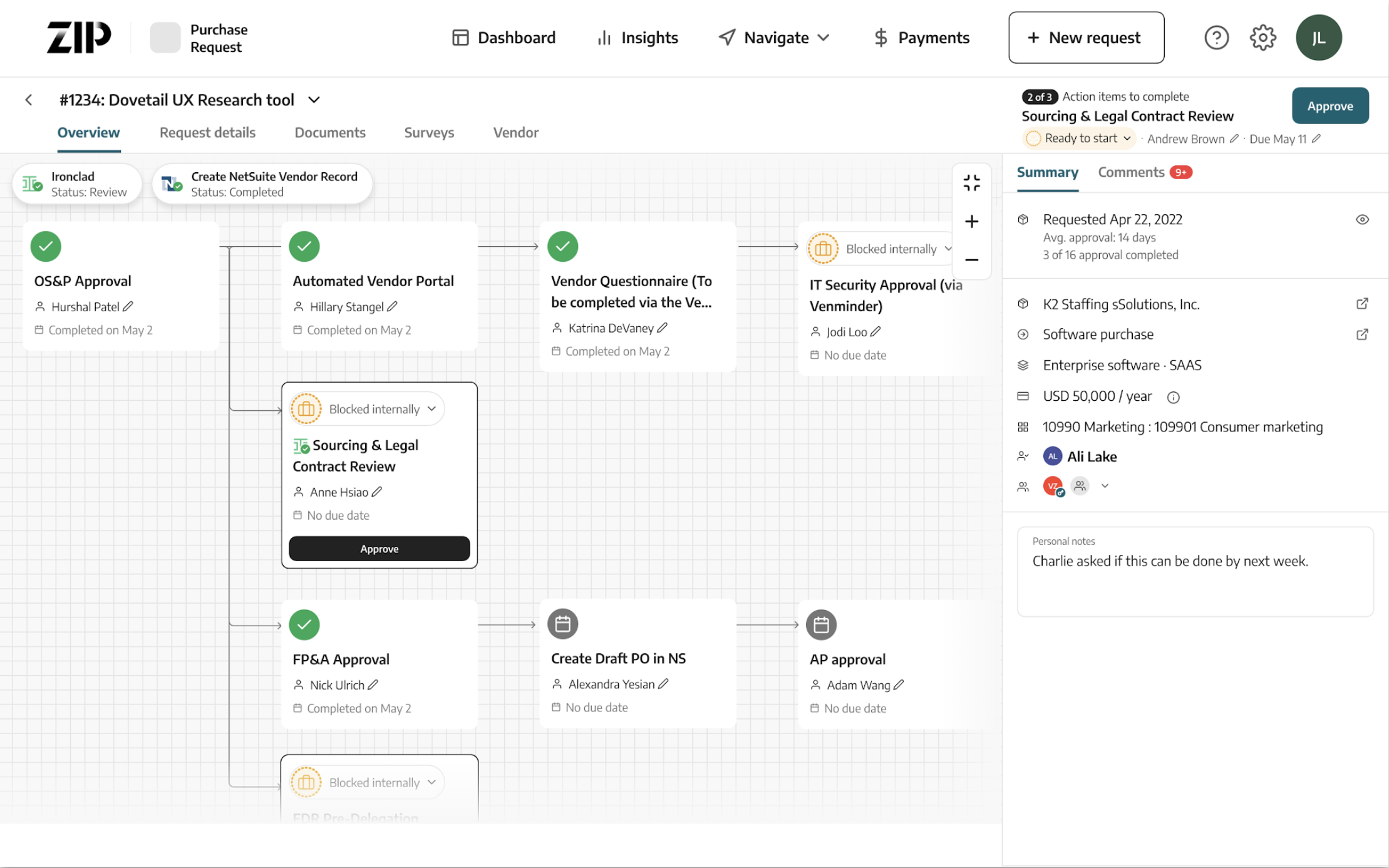 ZipHQ AI-powered purchase approval process