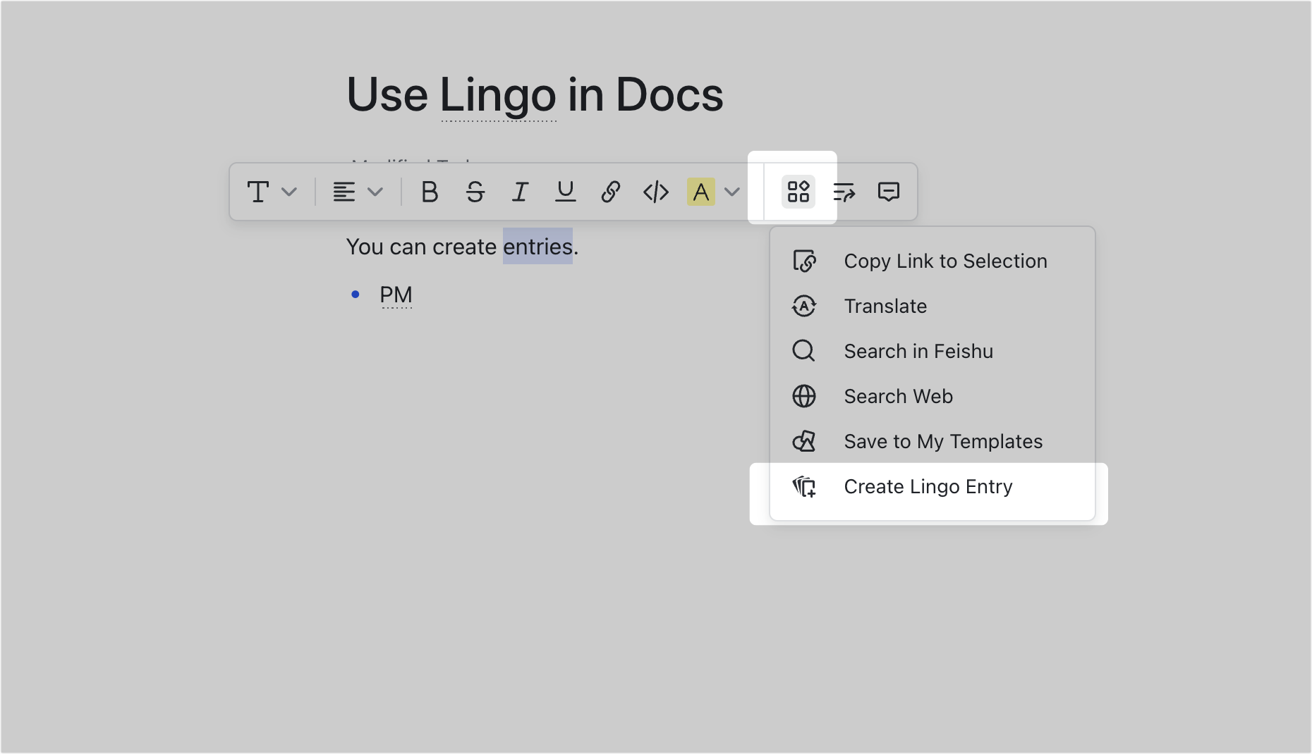 Use Lingo in Docs
