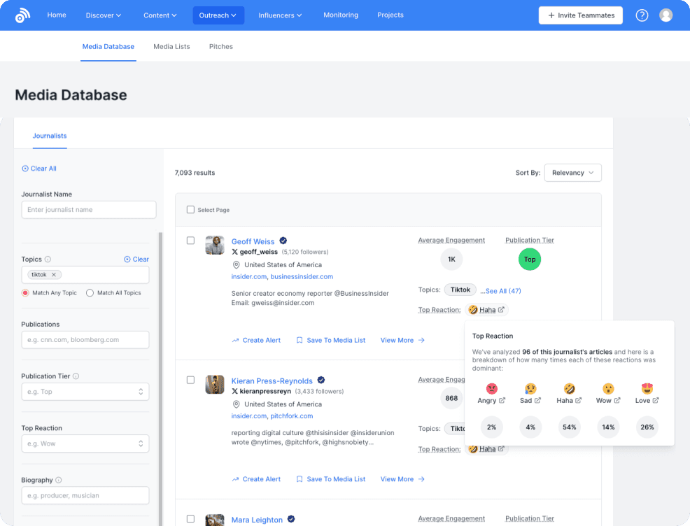 Screenshot of Buzzsumo