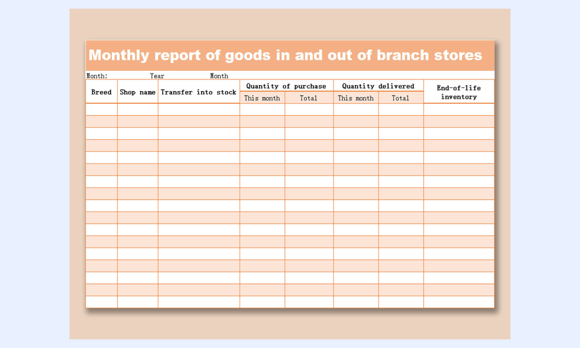 Track stock movement using the template