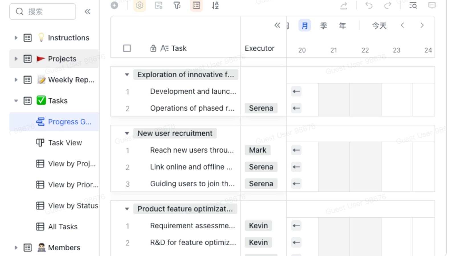 Lark Project Roadmap Gantt Chart template