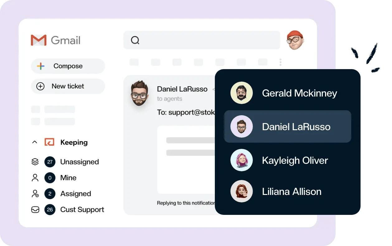 Interface of keeping within Gmail