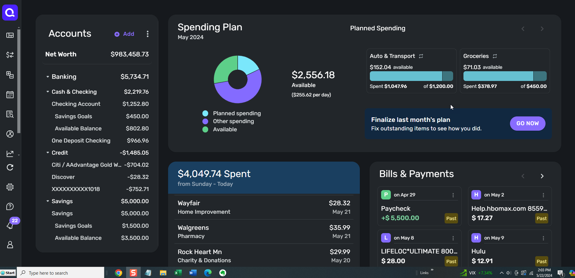 Quicken Simplifi personal finance management app