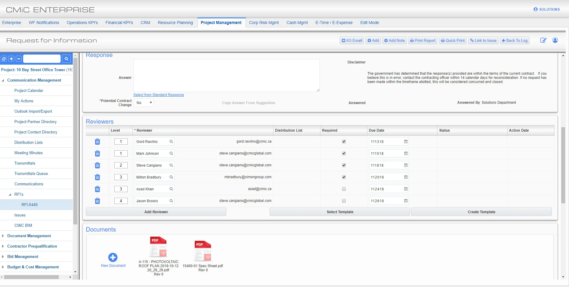 CMiC contractor management software