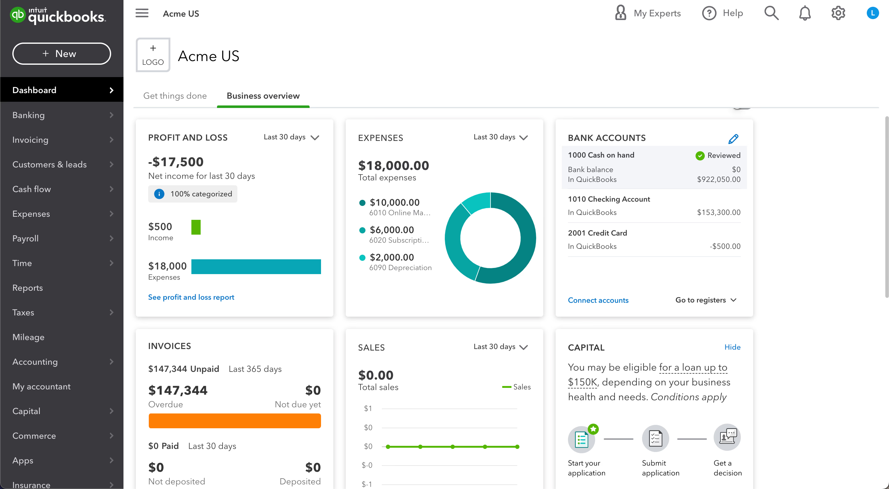 QuickBooks Payroll dashboard showing employee payments, taxes, and accounting integration
