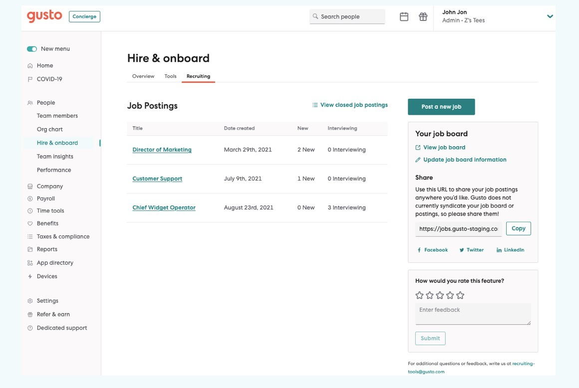 Gusto is payroll-centric for management