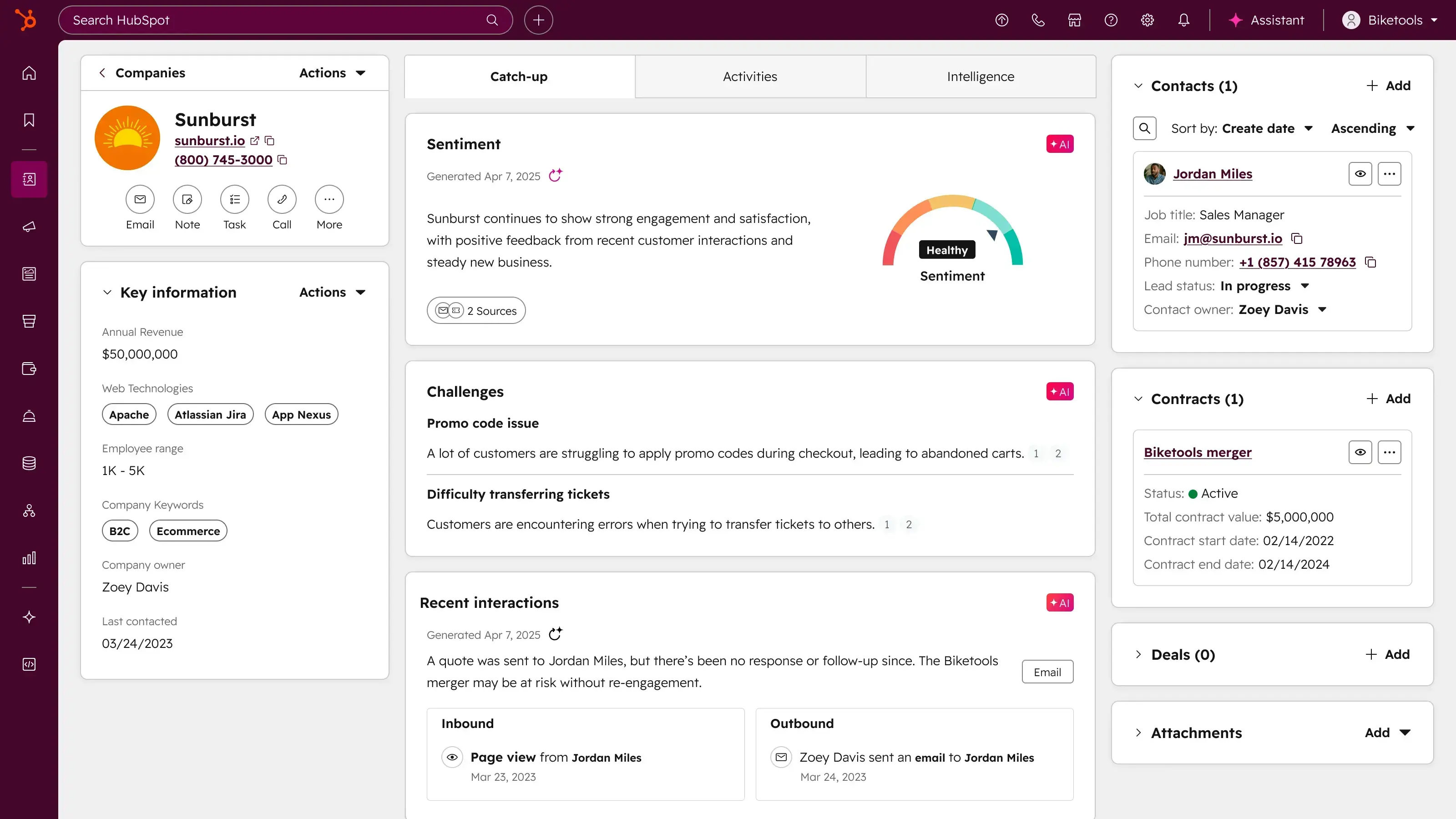 HubSpot CRM and marketing automation dashboard