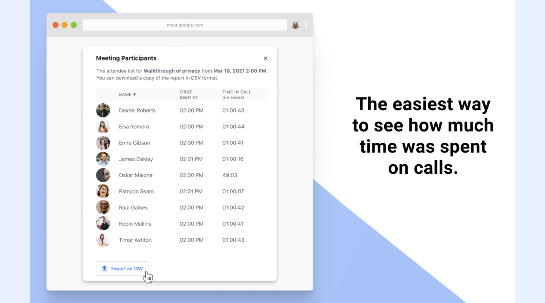 Google Meet attendance