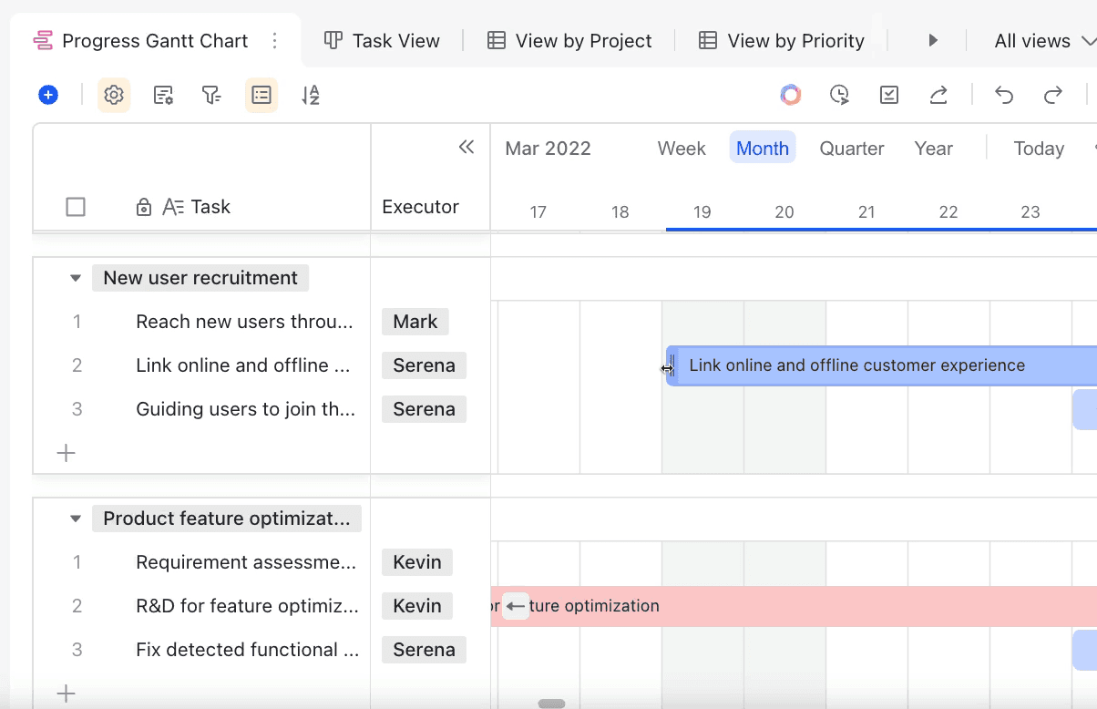 Lark’s drag-and-drop functionality