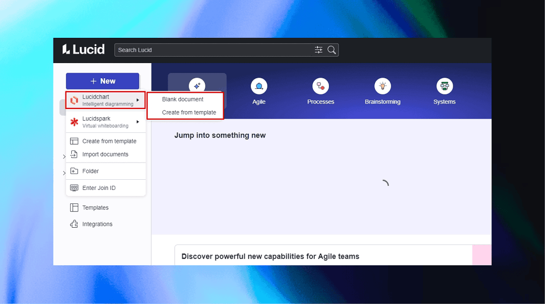 Create a new document in Lucid